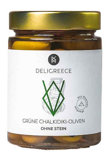 CHALKIDIKI OLIVEN OHNE STEIN IN MEERSALZ LAKE | 350 g