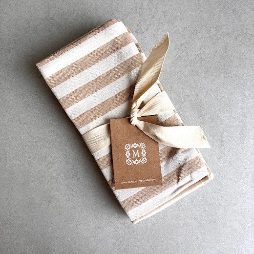3ER SET GESCHIRRTUCH GESTREIFT - BEIGE